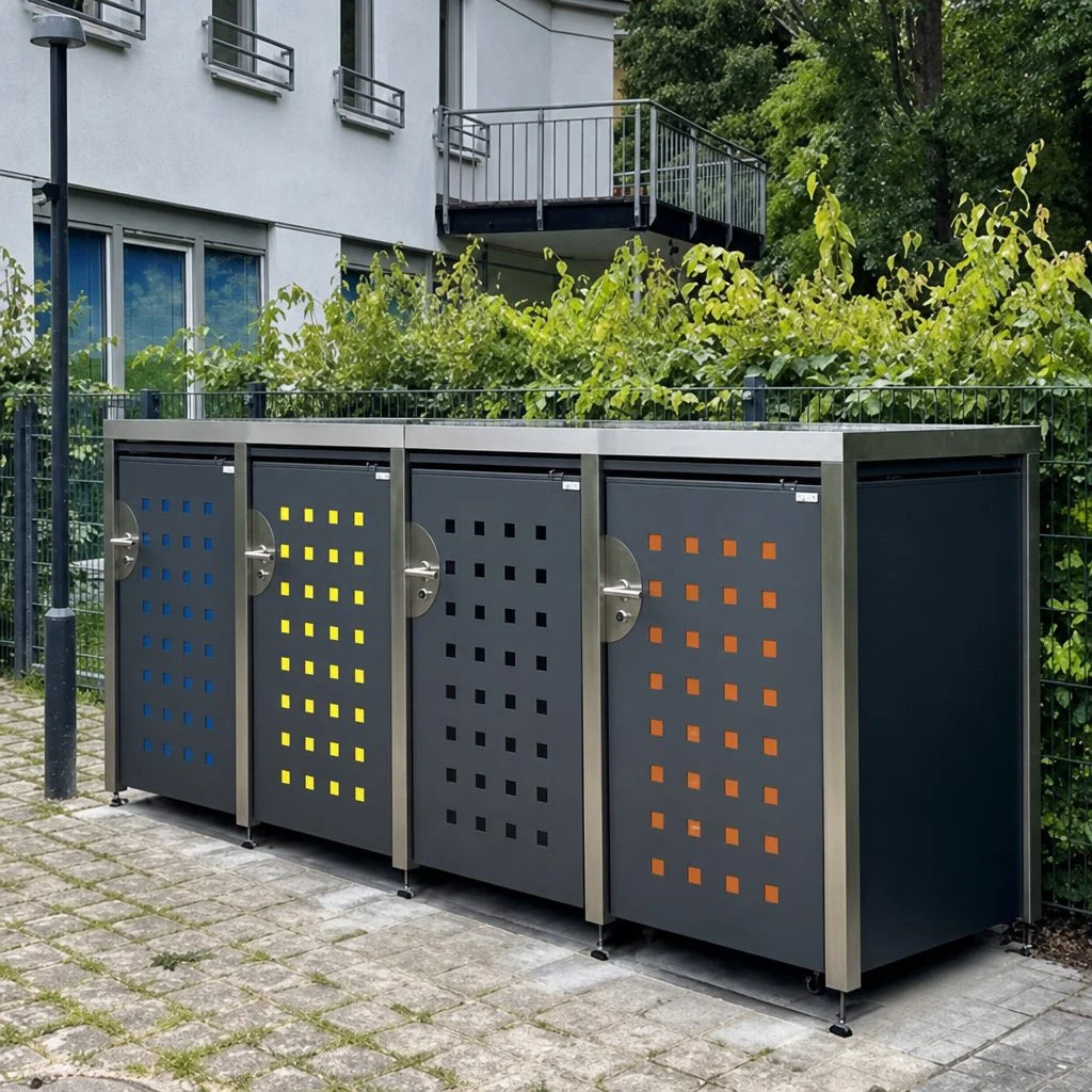 HALABOX Modular mit farbigem Quadrat-Lasermuster in Blau, Gelb, Schwarz und Orange