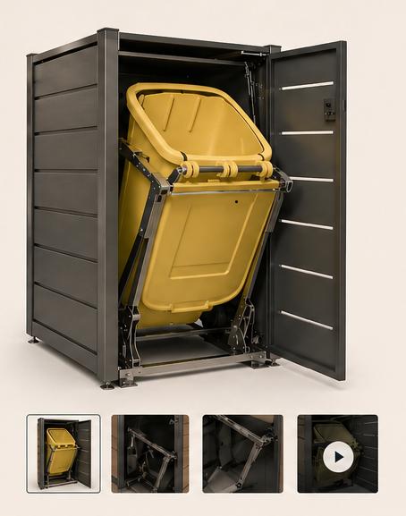 HALABOX mit geöffneter Mülltonne