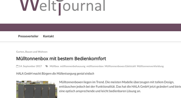 Weltjournal Mülltonnenbox mit bestem Bedienkomfort