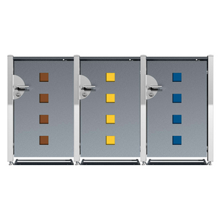 3er-Mülltonnenbox mit Türschloss und Türdesign